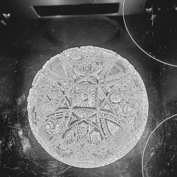 EAPG Three Toed Bowl, McKee Glass, Footed, Star Pattern, Sawtooth Edged,7" - Picture 4 of 8